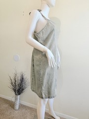 Monki Blue Denim Tie Strap Open Back Square Neck Knee Length Dress 50