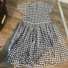 CASEY/CASEY Blue + White Gingham Checkered Dress Gathered Full Skirt SZ XL