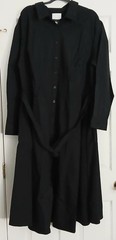 Pari Passu Poplin Shirtdress Size D8 (US 26) Black Long Sleeve Button Front Belt