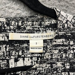 Diane Von Furstenberg Dress Womens 2 Black White A Line Peplum Ruffle Jaelyn