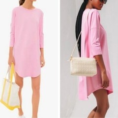 NEW Tuckernuck Pomander Place Pink~Sue~Rayon Knit Oversized Dress Sz. M/L