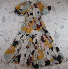 Anthropologie Conditions Apply Puff Sleeved Midi Dress Boho Womens 6 Flaw.