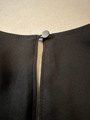 Leith S Solid Black V-Neck Pleated A-Line Short Dress Button Long Sleeve