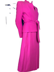 Impression Karl Lagerfeld Couture Costume Jacket Skirt Pink 36 38 Vintage