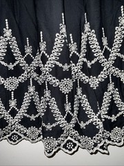 SOLITAIRE TIERED EMBROIDERED EYELET BLACK RAYON MAX DRESS 3/4 BELL SLEEVE L NWT