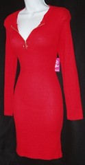 HEART & HIPS WOMEN&rsquo;S ZIP FRONT BODY CONTOUR RED DRESS STRETCHY SIZE SMALL NWT