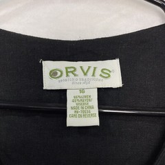 ORVIS Linen Rayon Button Front Maxi Dress Women 16 Modest Straight Black V-Neck
