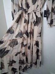 Simply Vera Wang XXL High Low Tiered Midi Dress Exploded Floral Print Belt Layer