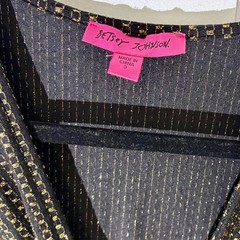 Betsey Johnson Black/Gold Goth Glam Y2K Glam Long-Sleeve Twist Front Maxi- Small