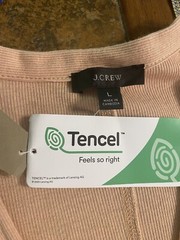 NWT J. CREW Ribbed Button-Front Sheath Midi Dress Tencel Light Camel L Large