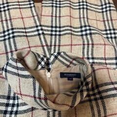 Burberry Nova Check Dress L (40) Beige High Neck Three Quarter Sleeve Auth