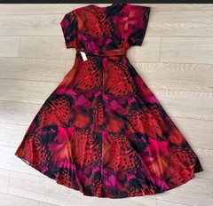 Premier Amour Short Sleeve Button-up Maxi Dress in Black Red Butterfly Print 12