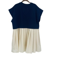 Entro Size Small Blue Textured Pullover Mini Pleated Sweatshirt Tiered Dress NWT