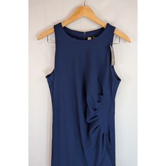 WOOSEA Womens Navy Blue Sleeveless Ruffle Front Slit Maxi Dress XL NWT