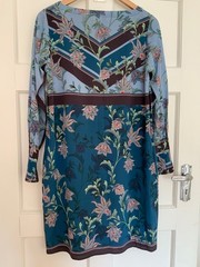 CHARLOTTE SPARRE blue shades stretch silk Shift Dress – S