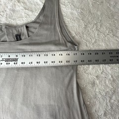 Gershon Bram Womens Scoop Neck Tulle Hem Midi Tank Dress Large Gray Stretch New