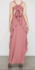 NWT BCBG MAXAZRIA SIZE S DACEY ROSE BACK CASCADE RUFFLE HIGH-LOW DRESS MRP $268
