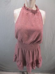NWT OLIVIA GREY Size M Womens Lightweigh Halter Sleeveless Ruffle Mini Dress 576