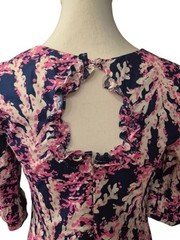 Lilly Pulitzer Women&rsquo;s Navy Pink White Floral Sheath Dress 00 Round Neck 3/4