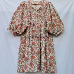 Block print Dress for women cotton top & tunic daily wear dress gift for her