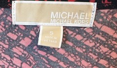 MICHAEL KORS RED PLAID GRID PRINT SLINKY LOGO ZIPPER SHOULDER SHIFT DRESS SZ S