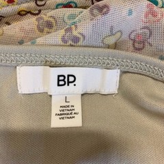 BP Women&rsquo;s Mesh Overlay Dress Ivory Glass Ditsy Crewneck Lettuce Trim Size L NWT