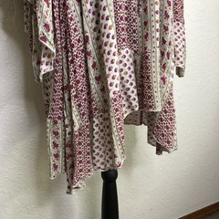 Raga white red green mixed floral print peasant boho dress size Large