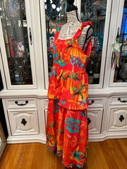 FARM Rio Ipanema Red Multicolor Midi Dress L