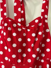 Queen of Holloway Red Polka Dot Halter Swing Dress XS Smocked Rockabilly Costume