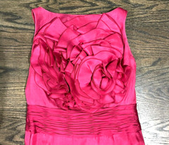 $10,000 Escada Ruffle Rosette Embroidered Pink Long Gown Dress US 4 6 / DE 36