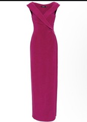 WOOSEA Magenta Long Sleeveless V-Neck A-Line Dress Size L