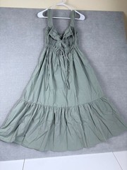 GLNEGE Sage Green Smocked Maxi Dress With Adjustable Straps & Tiered Design