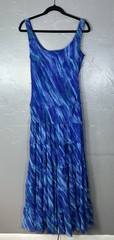 Evan Picone flowy chiffon overlay Water Colored Print Size 12 Party Beachy Midi