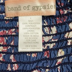 Band of Gypsies Corset Dress Womens L Blue Floral Smocked Sweetheart Fit Flare