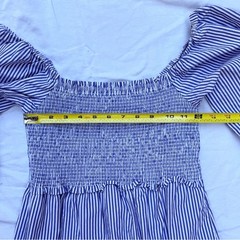 Free Assembly Smocked StripedMidi Dress Puffy SleevesNautical Cottagecore Sm