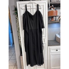 Black Lace Up Goth Midi Dress Sheer Bell Sleeve 3XL Ren Fair Cosplay Gothic