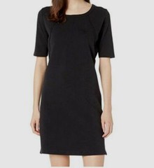 $60 Mod-o-doc Women&rsquo;s Interlock Black Side Zip Scoop-Neck Midi Dress Size L