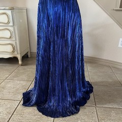 City Chic Women Size 12 Kamila NWT Blue Metallic Striped Maxi Dress Cowl Neck