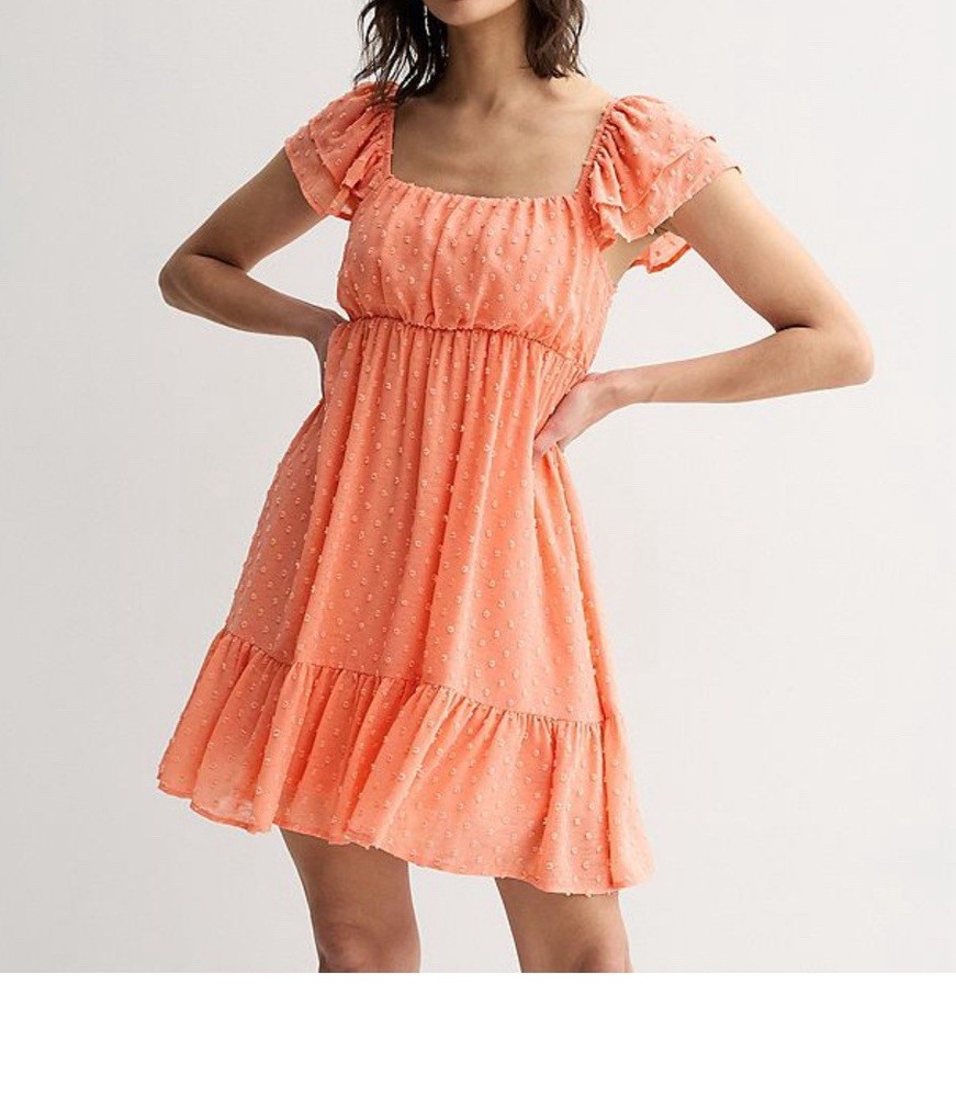 Rewind Junior Size XL Flutter Sleeve Clip Dot Dress