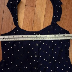 Madewell Classic Navy Polka Dot Ruffle Strap Button Front Mini Dress Sz 4