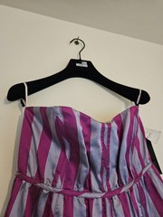 Lullaby. 100% Silk Dress. UK 10. Built in Bra. Strapless. Striped. Brand New