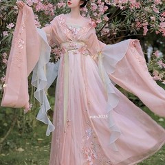 Womens Hanfu Set Dress Blue Green Pink Summer Fairy Traditional Chinese Style