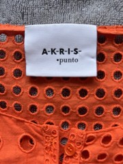 AKRIS PUNTO Eyelet Embroidered Patchwork Orange Midi Dress $1290 Size 12
