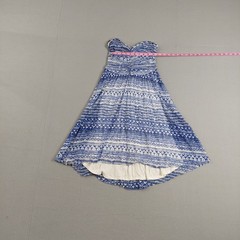 Free People Women Dress S Blue Abstract Print Strapless Asymmetrical Hem Beach
