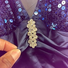 New Size 13/14 Roberta Sequin Halter Dress Satin Formal Prom Rhinestone Mini