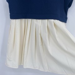 Entro Size Small Blue Textured Pullover Mini Pleated Sweatshirt Tiered Dress NWT