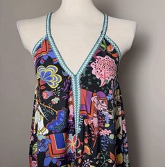 America & Beyond Fun Multicolor Elephant Print Sleeveless V-Neck Maxi Dress Med
