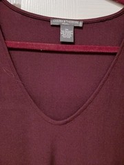 Chelsea & Theodore Long Gathered Bell Sleeve V-Neckline Shift Dress Burgundy 2X