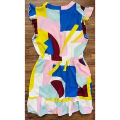 ModCloth Womens Abstract Geometric Print Ruffle Mini Dress Multi-Color Size L