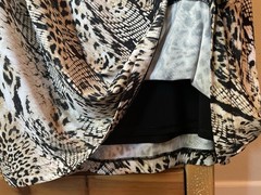 Chico&rsquo;s Animal Print Shift Dress 3P XL 3/4 Sleeve Knee Knit Stretch NWT